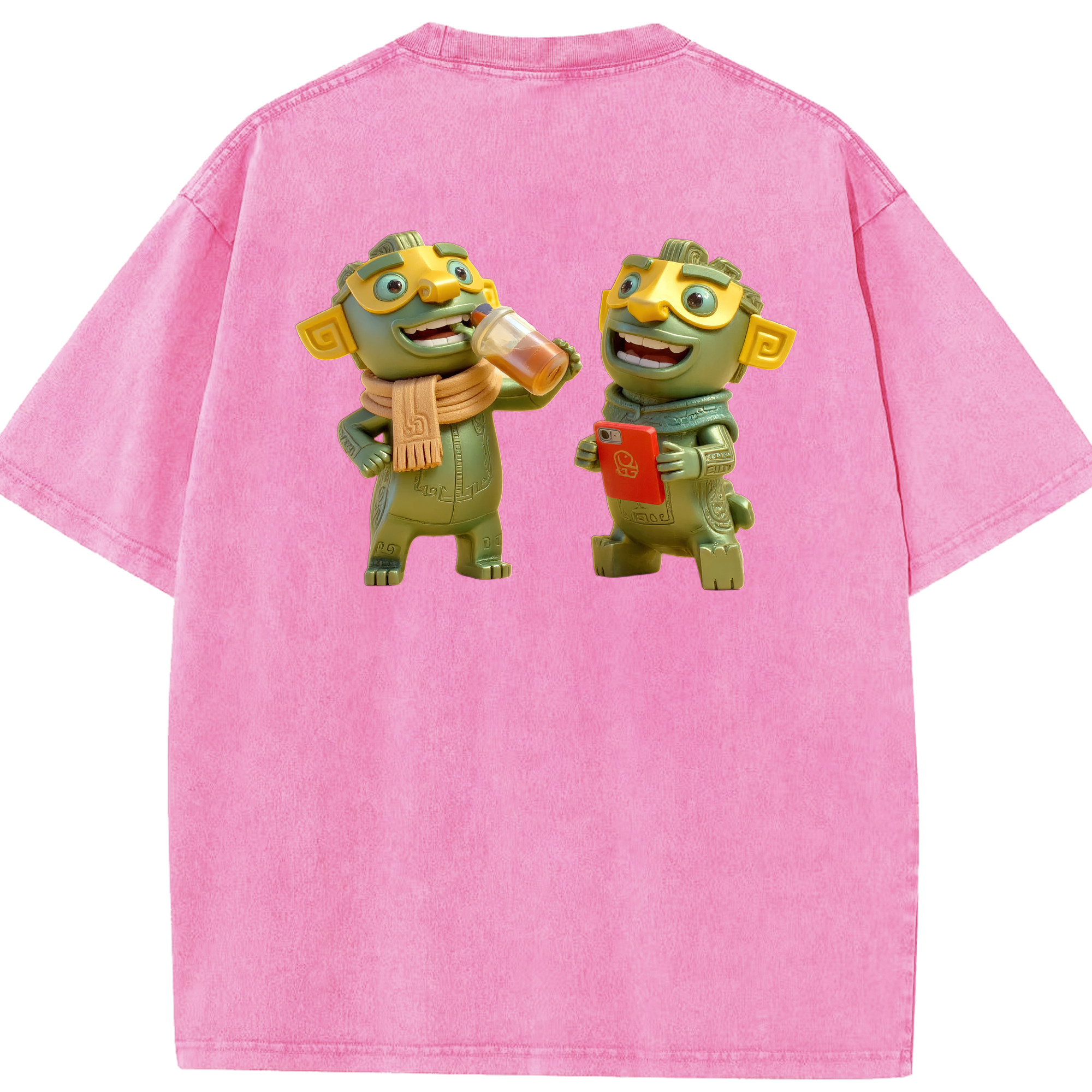 （画像用） Ne Zha 2 ナタ 魔童の大暴れ 綿100% ヴィンテージ風 半袖Tシャツ（背面プリント）